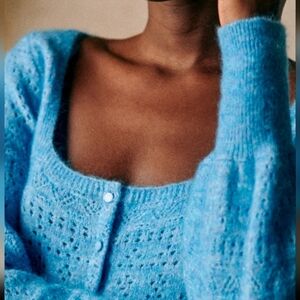 Sezane Esmée Cardigan Blue Olympus - Size XXXL